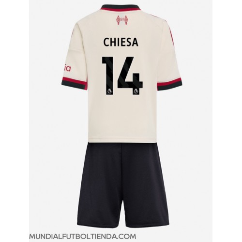 Camiseta Liverpool Federico Chiesa #14 Segunda Equipación Replica 2025-26 para niños mangas cortas (+ Pantalones cortos)